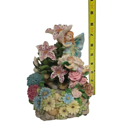 Whimsical Musical Fairy & Flower Garden 8" Resin Figurine Music Box - Picture 11 of 11